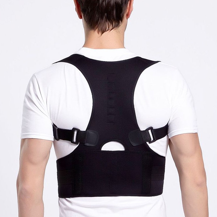 

Male Female Adjustable Magnetic Posture Corrector Corset Back Men Brace Back Shoulder Belt Lumbar Support Straight XXXL(Black)