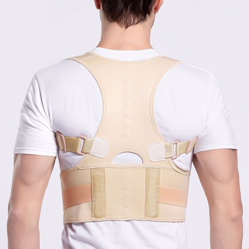 

Male Female Adjustable Magnetic Posture Corrector Corset Back Men Brace Back Shoulder Belt Lumbar Support Straight XXXL(Skin Color)