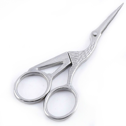 

2 PCS Crane Tailor Scissor Cross Stitch Retro Craft Sewing Scissor, Color:Silver