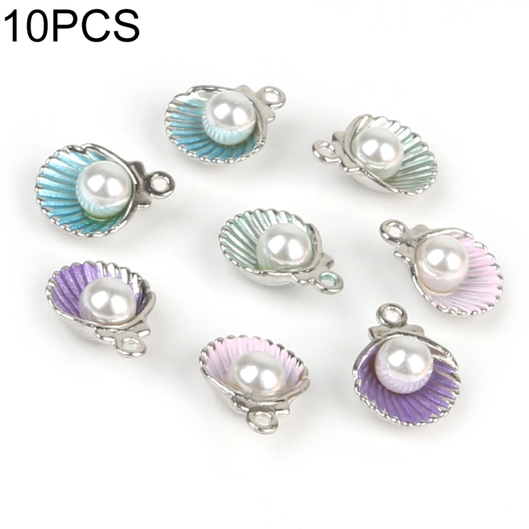 

10 PCS Enamel Shell Charm Pendant For Women Necklace Pendant Making Alloy Beads Fit Bracelet DIY Jewelry Accessory, Random Color delivery