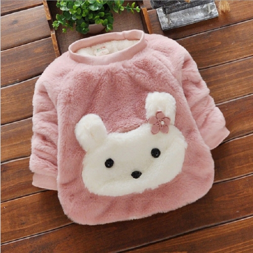 

Autumn and Winter Cartoon White Rabbit Thick Warm Sweater Girls Clothing, Height:90cm(Pink)