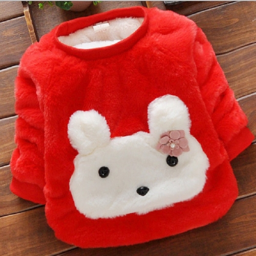 

Autumn and Winter Cartoon White Rabbit Thick Warm Sweater Girls Clothing, Height:110cm(Red)