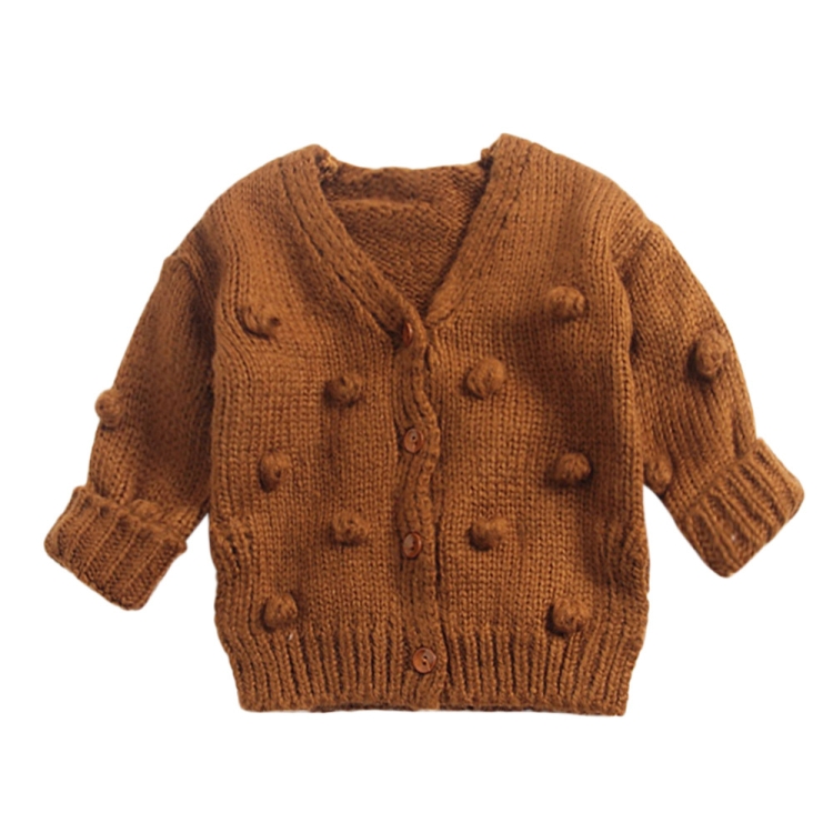 

Autumn and Winter Female Baby Hair Ball Decoration Knit Cardigan Coat, Height:90cm(Brown)