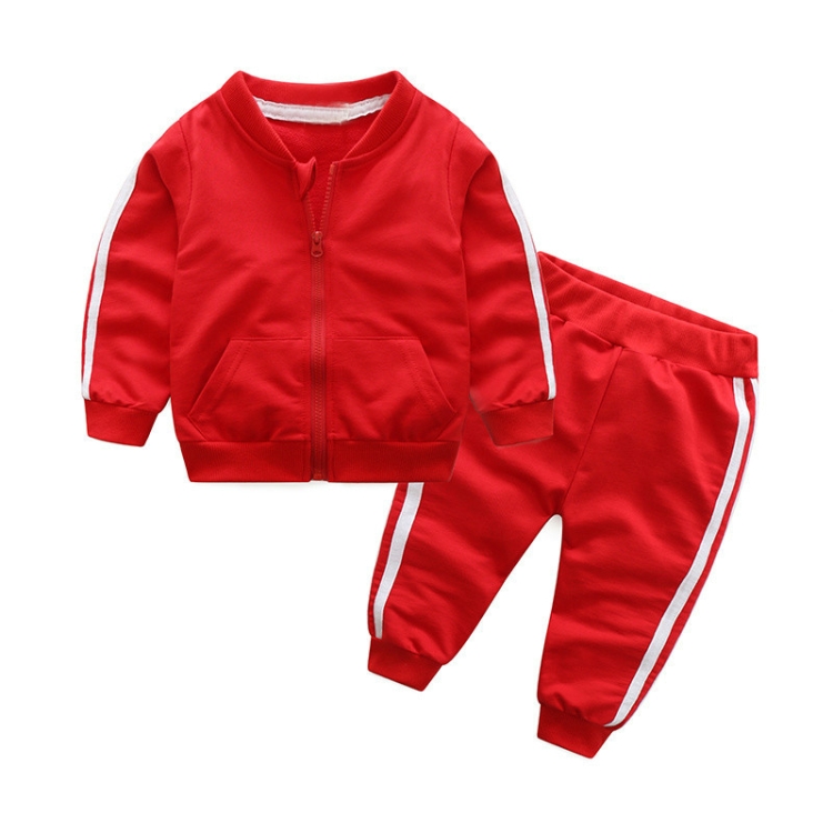 

2 in 1 Autumn Baby Clothes Cotton Long Sleeve Zipper Sportswear Set, Kid Size:70cm(Red)