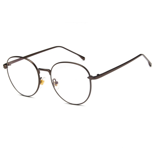 

Retro Simple Round Frame Plain Glass Spectacles(Coffee)