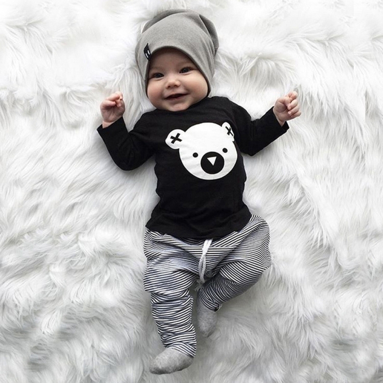

2 in 1 Baby Cartoon Koala Pattern Long-sleeved Shirt + Striped Trouser Suit, Kid Size:70cm