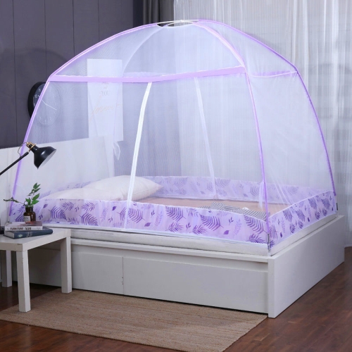 

Free Installation of Yurt Double Door Encryption Thickened Mosquito Net, Size:120x200 cm(Floating Leaf-purple)
