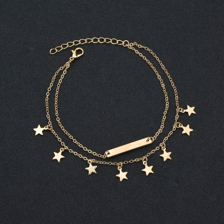 

Antique Plated Stars Pendant Anklet Dual-layer Foot Chain Ankle Bracelet(Gold)