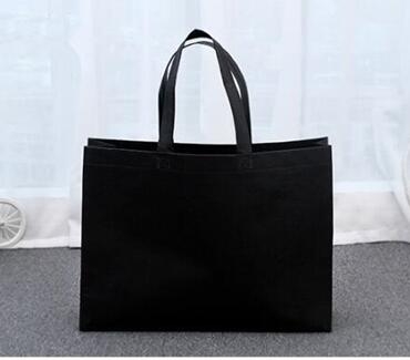 

10 PCS Foldable Shopping Bag Reusable Eco Unisex Fabric Non-woven Shoulder Bags Tote Grocery Cloth Bags Pouch, Size:35*25*11cm(Black)