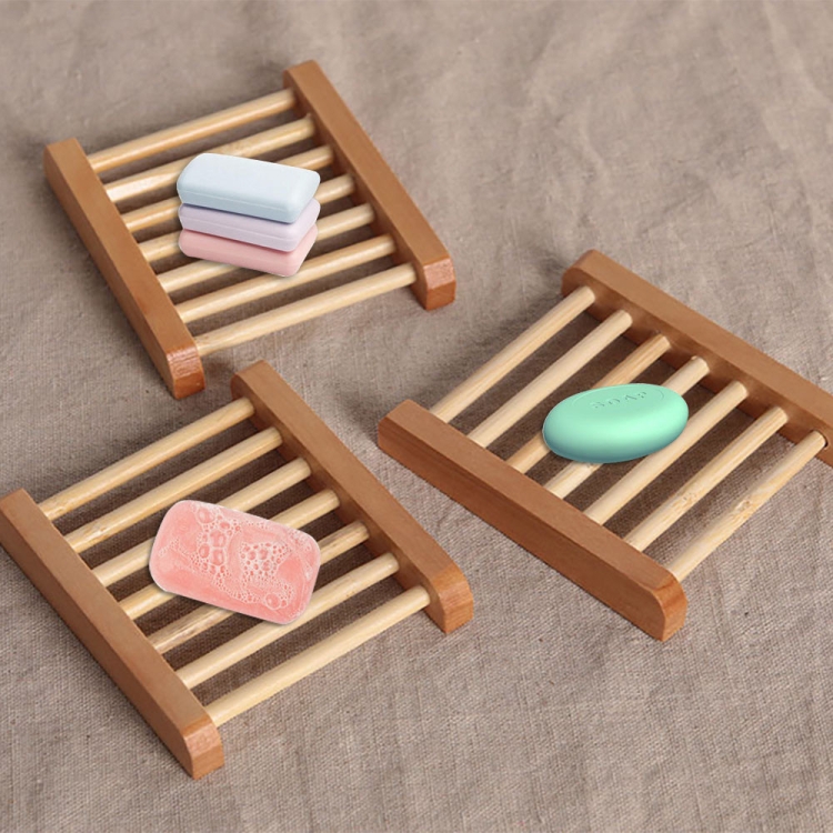 

2 PCS Natural Wood Soap Tray Holder Dish Home Bathroom Storage Organizer