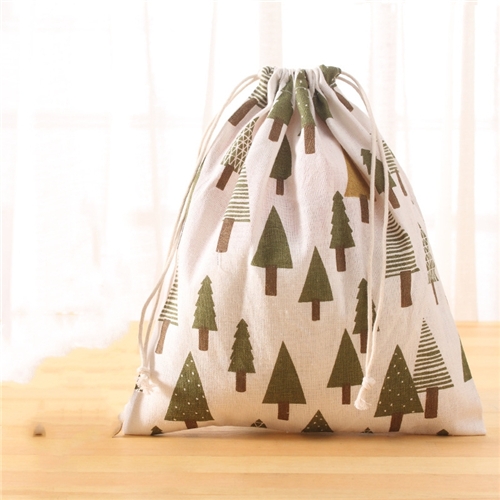 

Reusable Shopping Bag Printing Unisex Foldable Cotton Drawstring Storage Bag, Size:S(Forest)