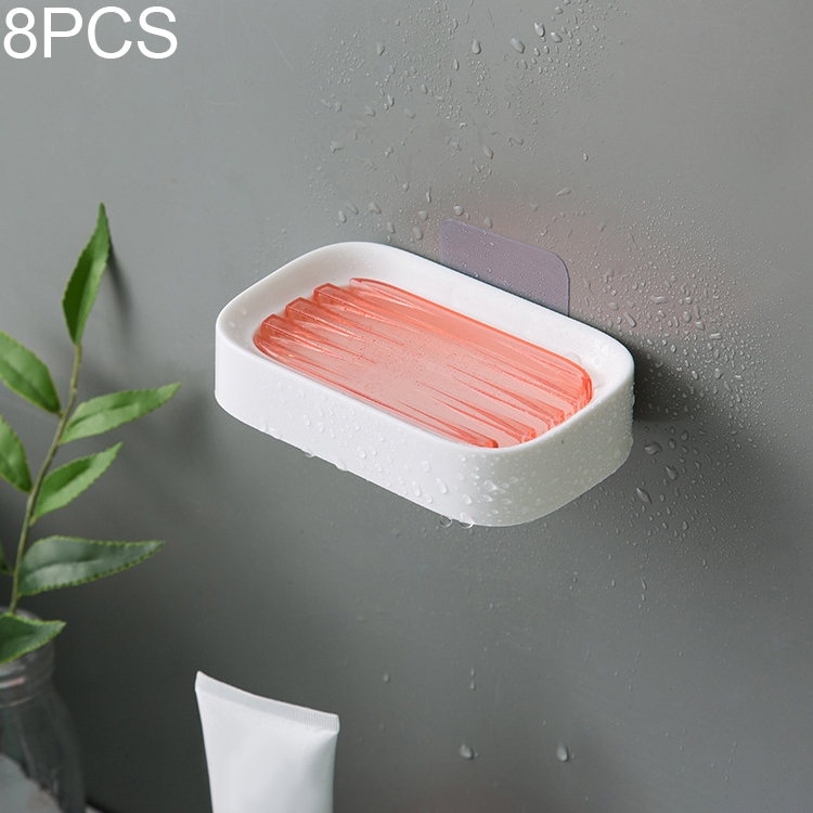 

8 PCS Double-layer Drain Soap Box Bathroom Rack(Pink)