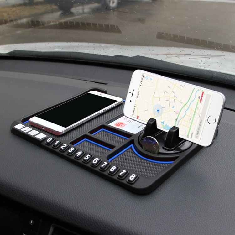 

Car Interior Car Multifunctional Instrument Panel Storage Pad Car Phone Bracket Anti-slip Pad With Stop, Style:Rotating Blue Circle