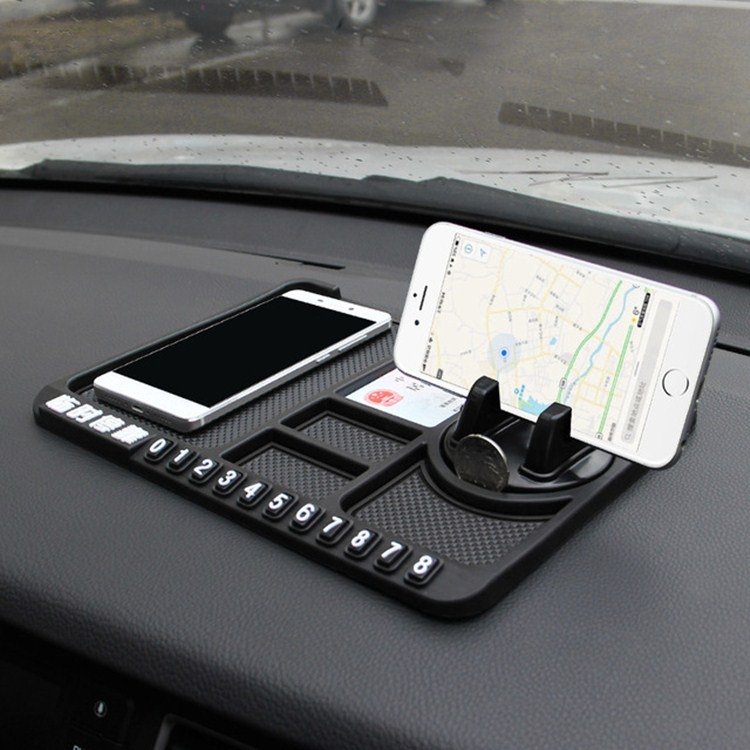 

Car Interior Car Multifunctional Instrument Panel Storage Pad Car Phone Bracket Anti-slip Pad With Stop, Style:Rotating Black Circle