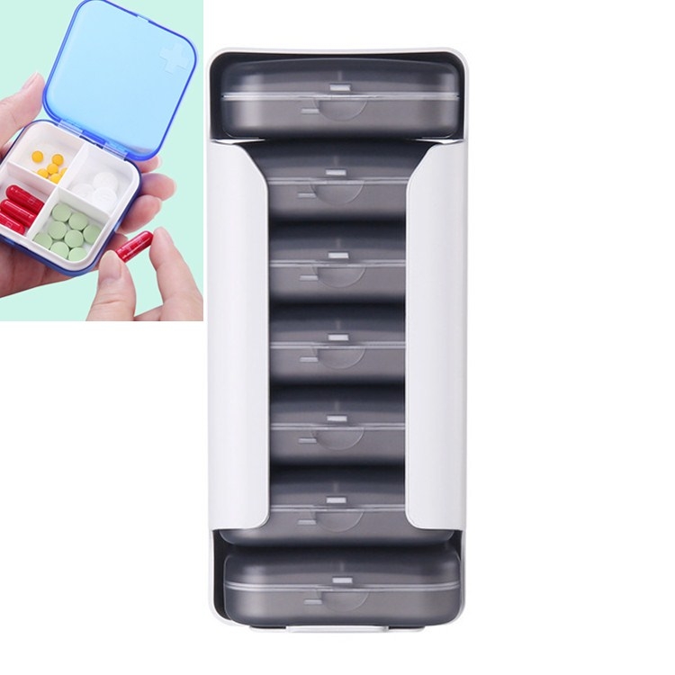 

Home Travel Plastic Pill Box Drawer Pill Box Portable Storage Box, Model:4 Grid(Gray)