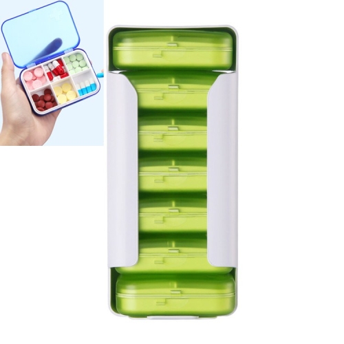 

Home Travel Plastic Pill Box Drawer Pill Box Portable Storage Box, Model:6 Grid(Green)