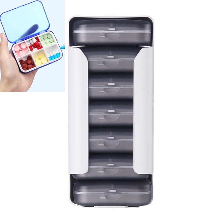 

Home Travel Plastic Pill Box Drawer Pill Box Portable Storage Box, Model:6 Grid(Gray)