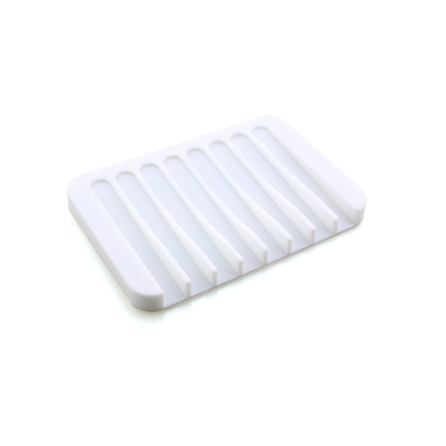 

Bathroom Silicone Flexible Soap Dishes Storage Holder Soapbox(white)