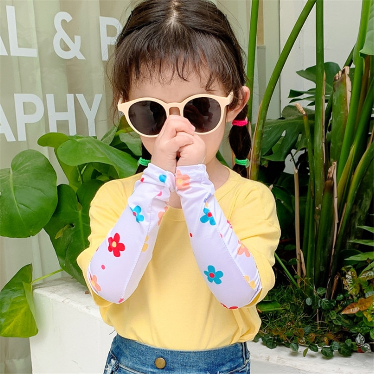 

Childrens Summer Cool Sunscreen Ice Silk Printing Sleeves, Size:One Size(Floret)