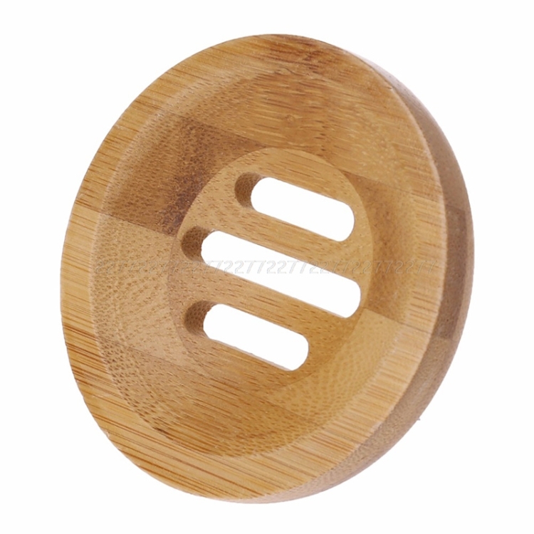

Natural Wood Soap Tray Holder Round Shape Bathroom Stand Rack