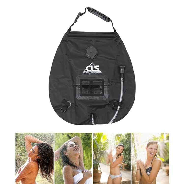 

Outdoor Bathing Bag Self-driving Camping Solar Hot Water Bottle 20L Water Storage Bag(Black)