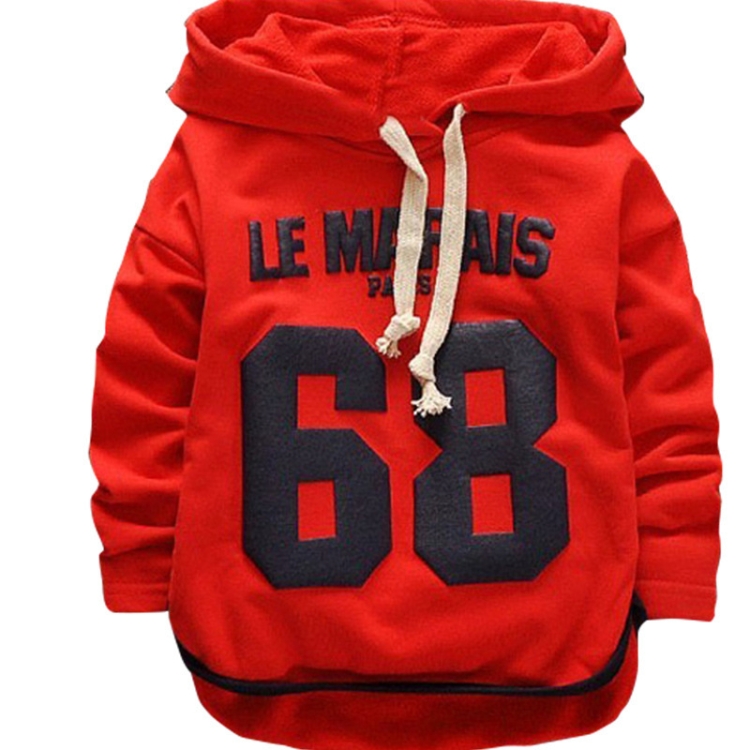 

Autumn Children Letter Pattern Hooded Casual Long Sleeved Top, Height:100cm(Red)
