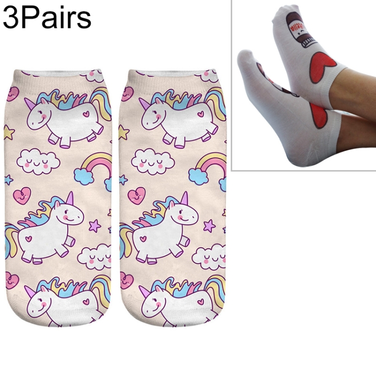 

3 Pairs 3D Digital Printing Socks(647#)