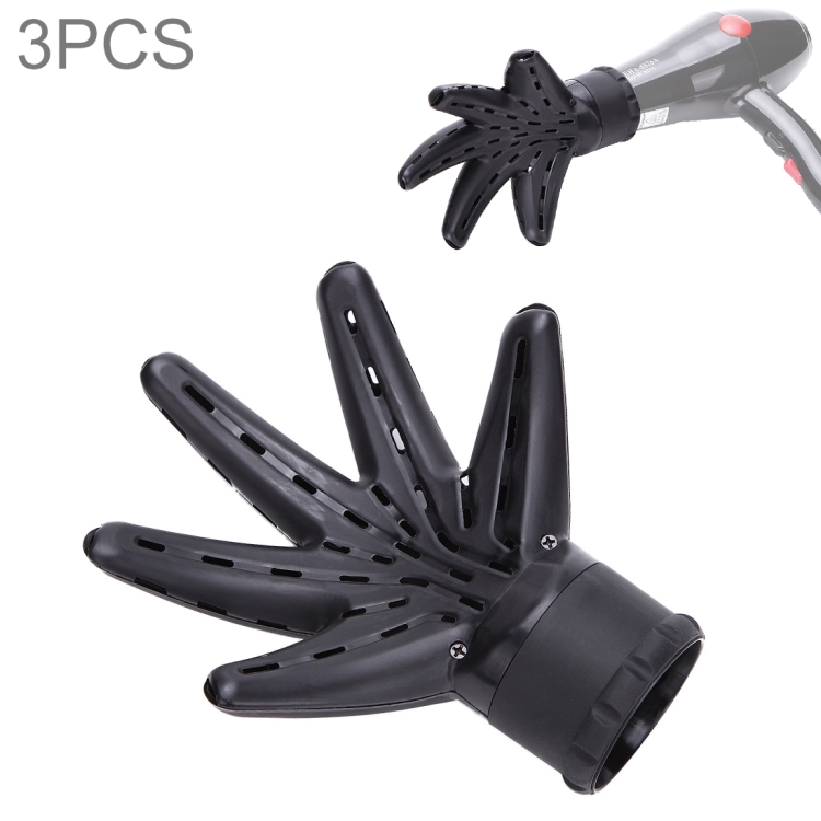 

3 PCS Hair Dryer Diffuser Hand Shape Curly Hair Styling Tools(Black)