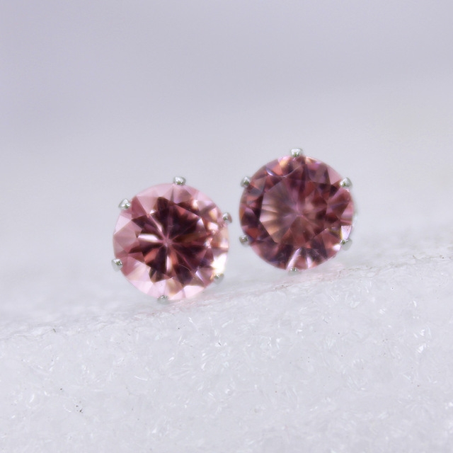 

5 PCS Women Fashion Crystal Stud Imitation Zircon Earrings(Silver-Pink)