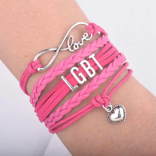 

LGBT Words Rainbow Bracelet(Rose)
