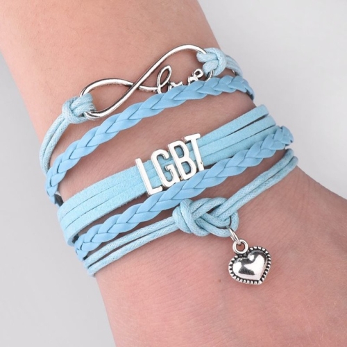 

LGBT Words Rainbow Bracelet(Sky Blue)