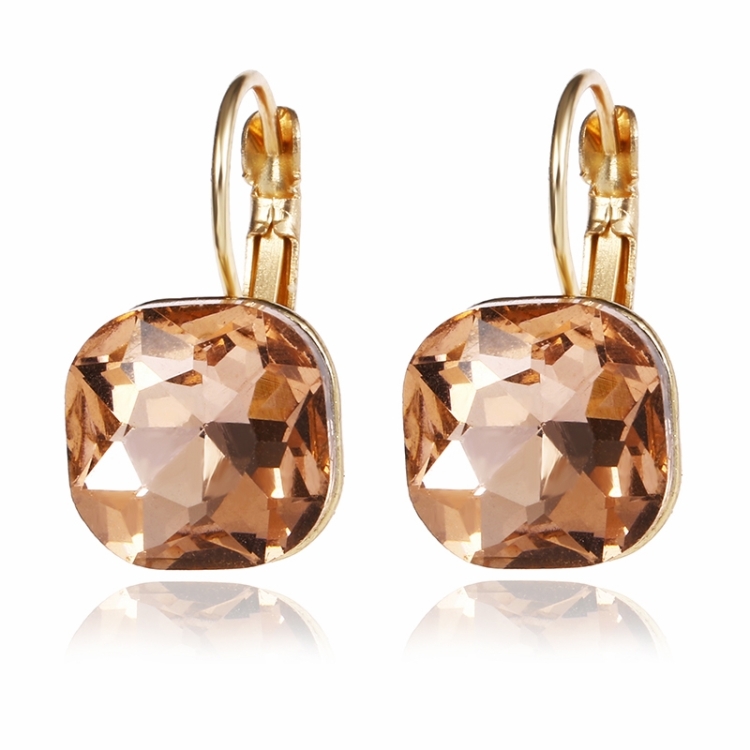 

Women Fashion Color Square Stud Earrings Crystal Rhinestone Earring(Champagne)
