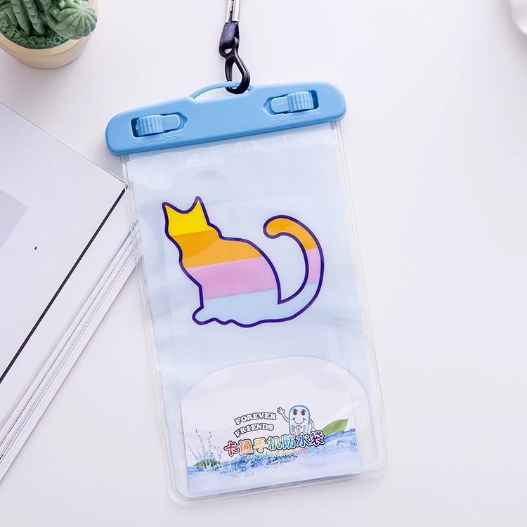 

10 PCS Large Outdoor Photo Transparent Waterproof Cartoon Mobile Phone Bag, Style:Little Cat