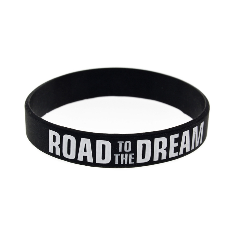 

10pcs Road to the Dream Silicone Wristband Ink Filled Logo Bracelet Adult Size