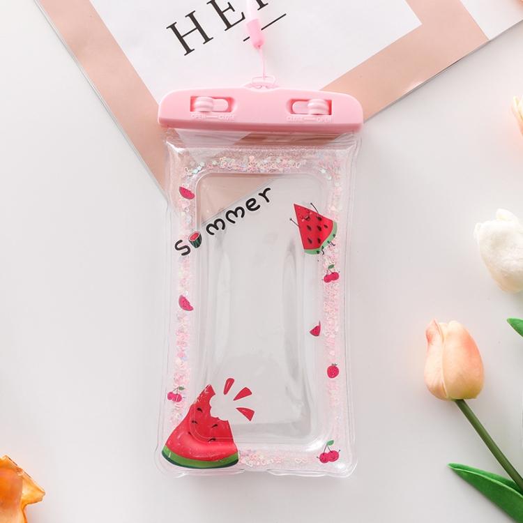 

5 PCS Cartoon Transparent Swimming Inflatable Air Bag Floating Mobile Phone Waterproof Bag, Style:Pink Watermelon