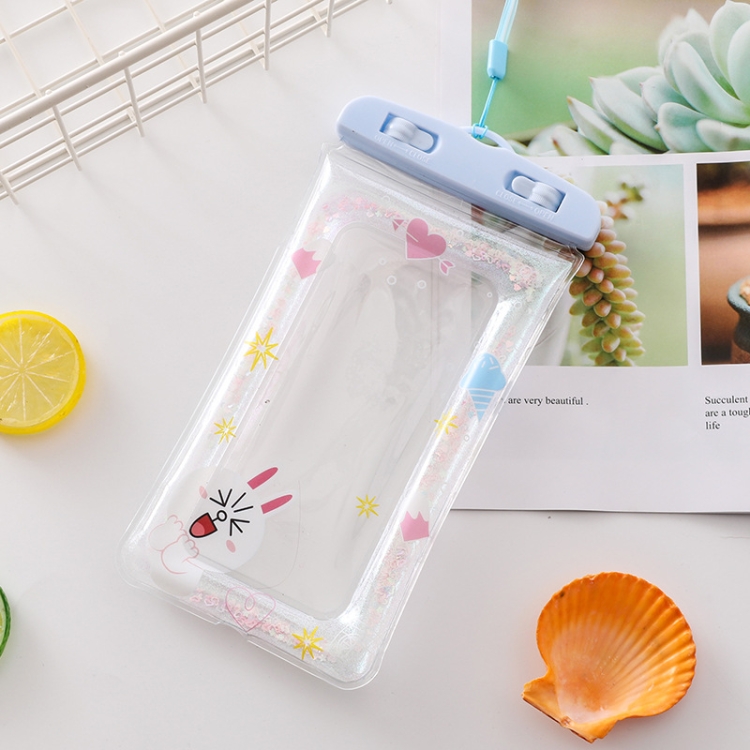 

5 PCS Cartoon Transparent Swimming Inflatable Air Bag Floating Mobile Phone Waterproof Bag, Style:Blue Bunny