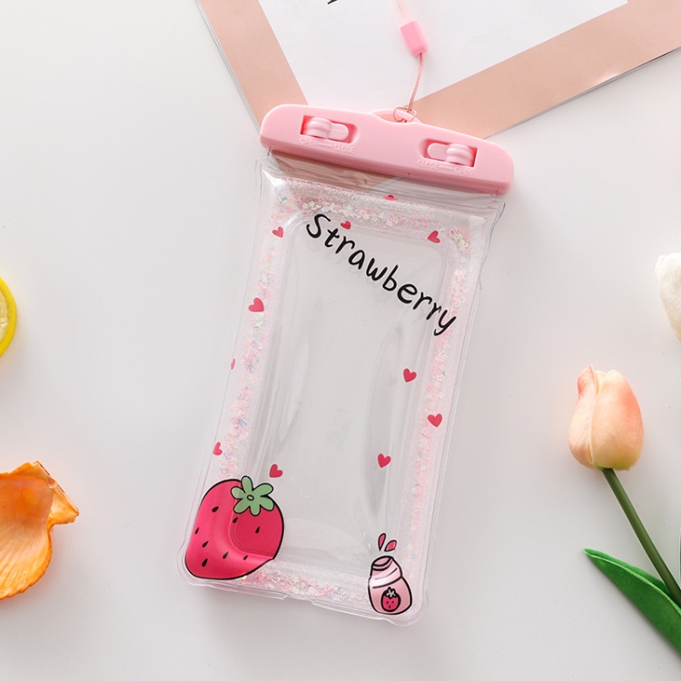 

5 PCS Cartoon Transparent Swimming Inflatable Air Bag Floating Mobile Phone Waterproof Bag, Style:Pink Strawberry