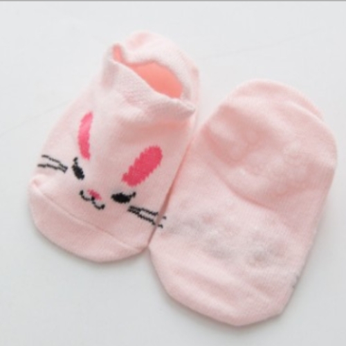 

3 Pairs Cotton Children Baby Invisible Silicone Anti-skid Boat Socks, Kid Size:M(pink rabbit)