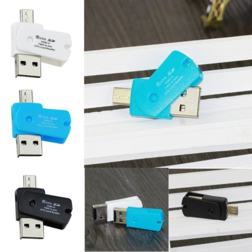 

10 PCS Mini Micro USB 2.0 OTG Adapter + Micro SD / TF Card Reader for Android Phones Exteral Portable USB SD Card Reader, Color Random delivery