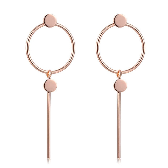 

Simple Round Metal Long Tassel Female Earrings Jewelry Women Wedding Party Decor Stud Earrings(Gold)