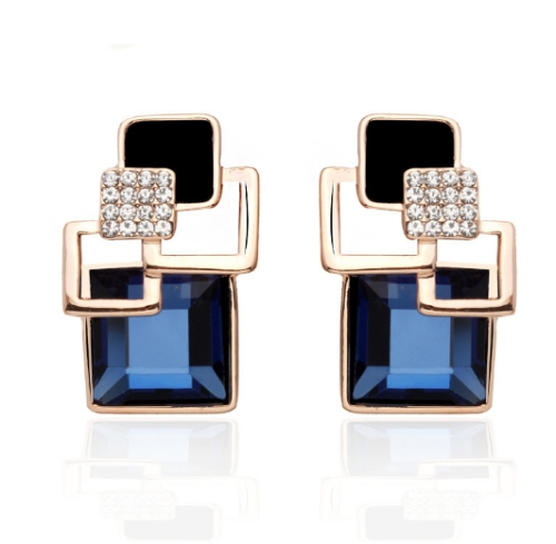 

Stylish Square Crystal Earrings with Studded Earrings(E109Blue)