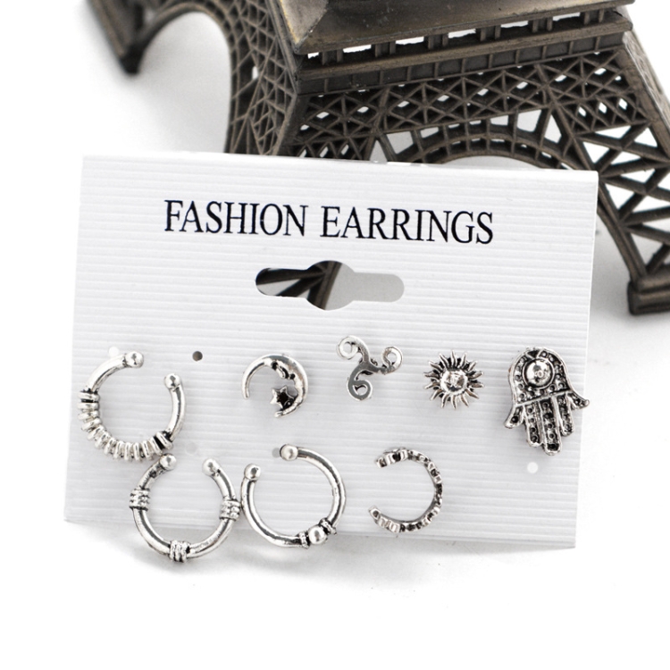 

8 PCS Boho Vintage Sun And Moon Stud Earrings(2416)