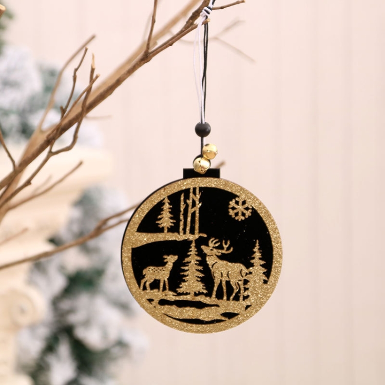 

3 PCS Christmas Decorations Christmas Tree Pendant Hotel Shopping Mall Window Wooden Hollow Three-Dimensional Door Hanging(Deer)