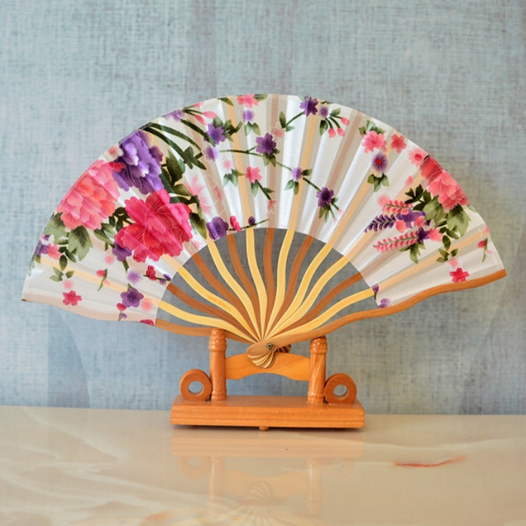 

3 PCS Ladies Always Carry Printed Folding Fan with Wooden Handle, Random Style Delivery