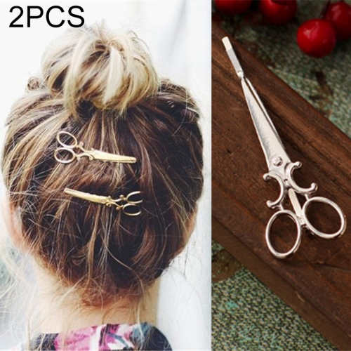 

2 PCS simple hair ornaments personalized hair clips ornaments retro word folder headdress(Silver)