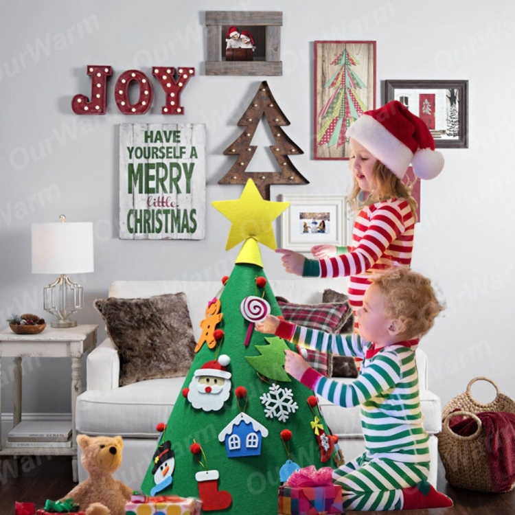 

3D DIY Felt Toddler Christmas Tree New Year Kids Gifts Toys Artificial Tree Xmas Home Decoration Hanging Ornaments