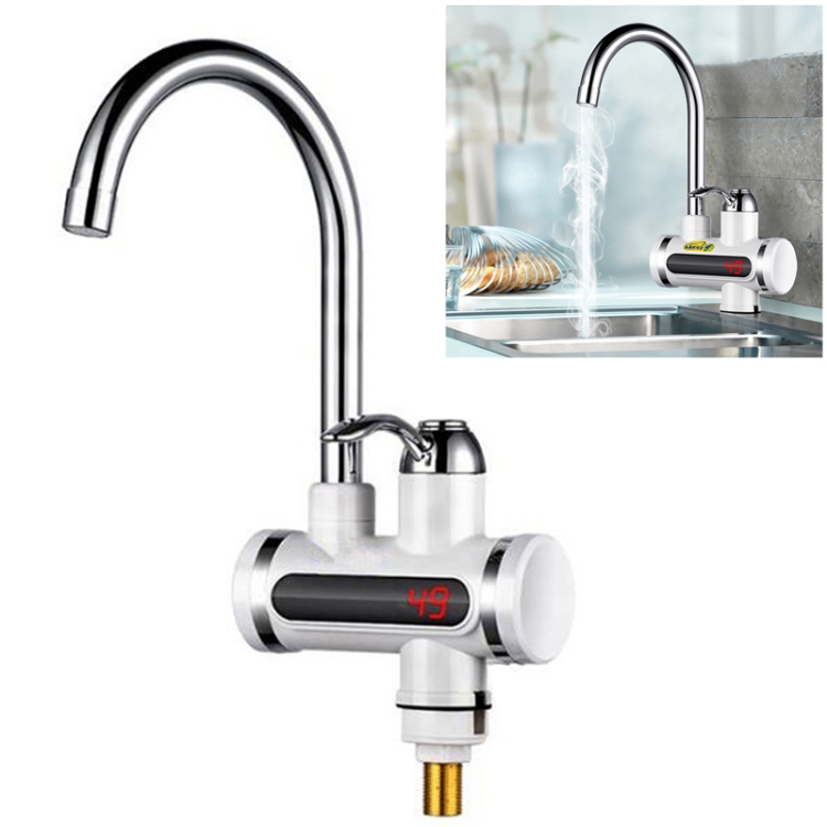 

220V Kitchen Tankless Water Heater Instant Electric Faucet Electric Heater Tap with Temperature Display(Water from side)
