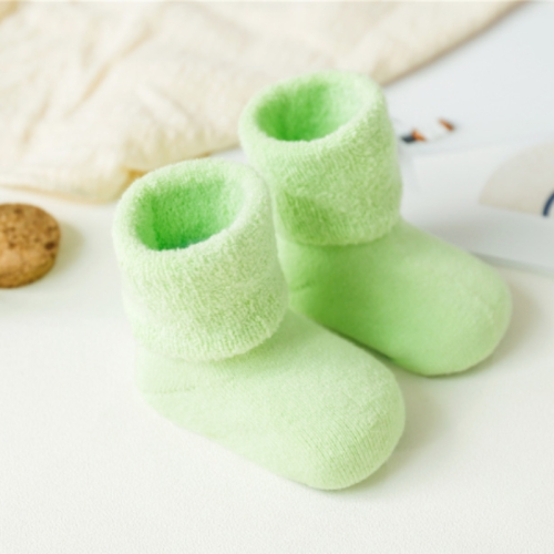 

3 Pairs Cotton Baby Socks Thicken Warm Newborn Anti Slip Floor Sock, Size:S(Milk Green)