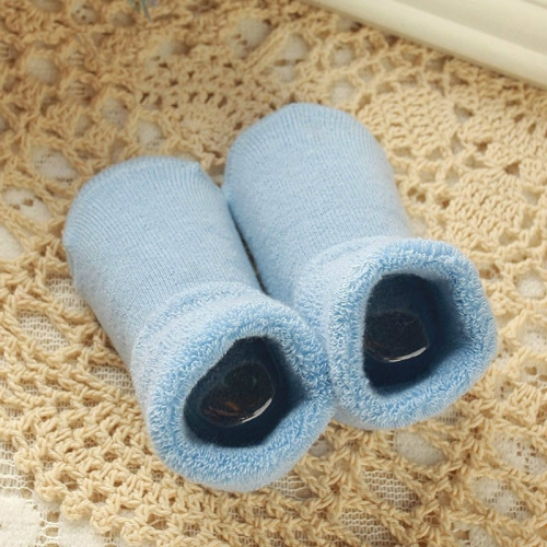 

3 Pairs Cotton Baby Socks Thicken Warm Newborn Anti Slip Floor Sock, Size:M(Blue )