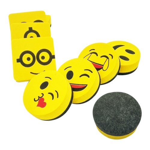 

3 PCS Yellow Smile Face Whiteboard Eraser Magnetic Board Erasers Wipe Dry School Blackboard Marker Cleaner 6 Styles Random Color Delivery